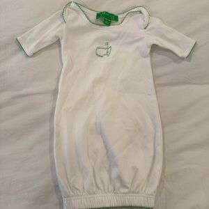 NWOT Masters Kids Gown in White with Green Accent